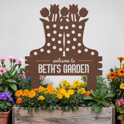 Rainboots Garden Sign